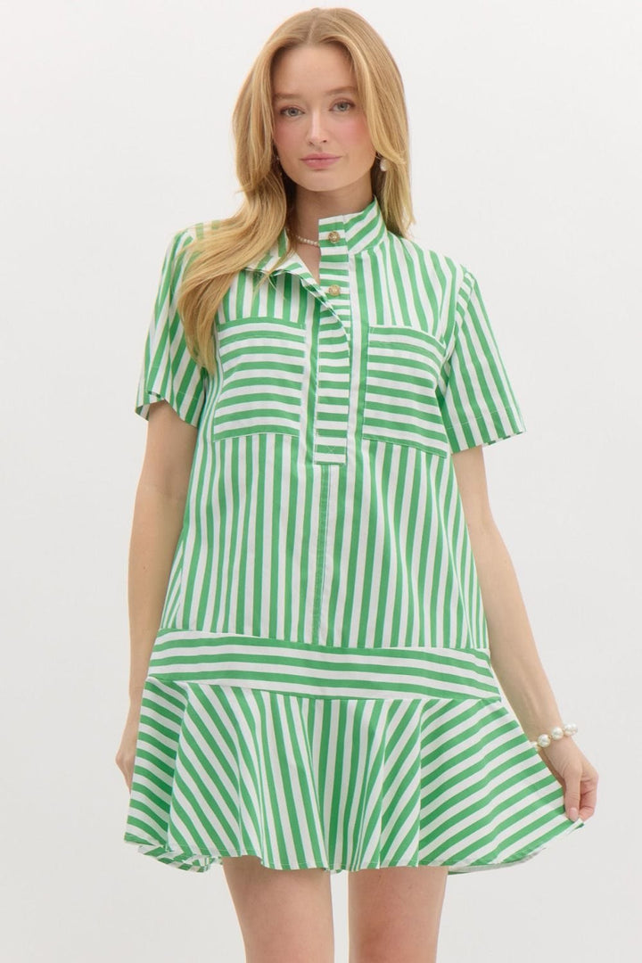 Entro Dress Green / S Avery Striped Dress