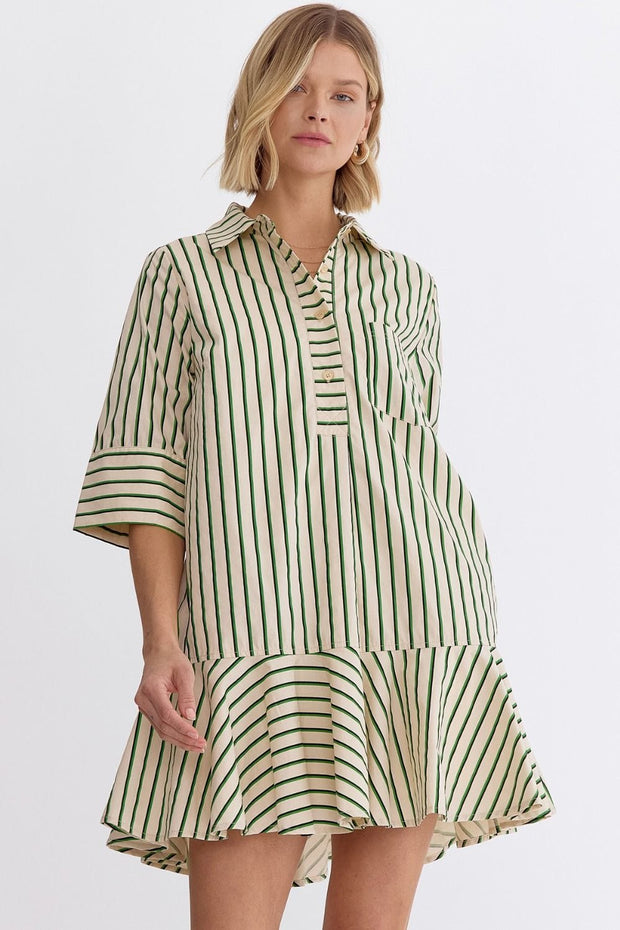 Entro Dress Green / S Colleen Collard Mini Dress