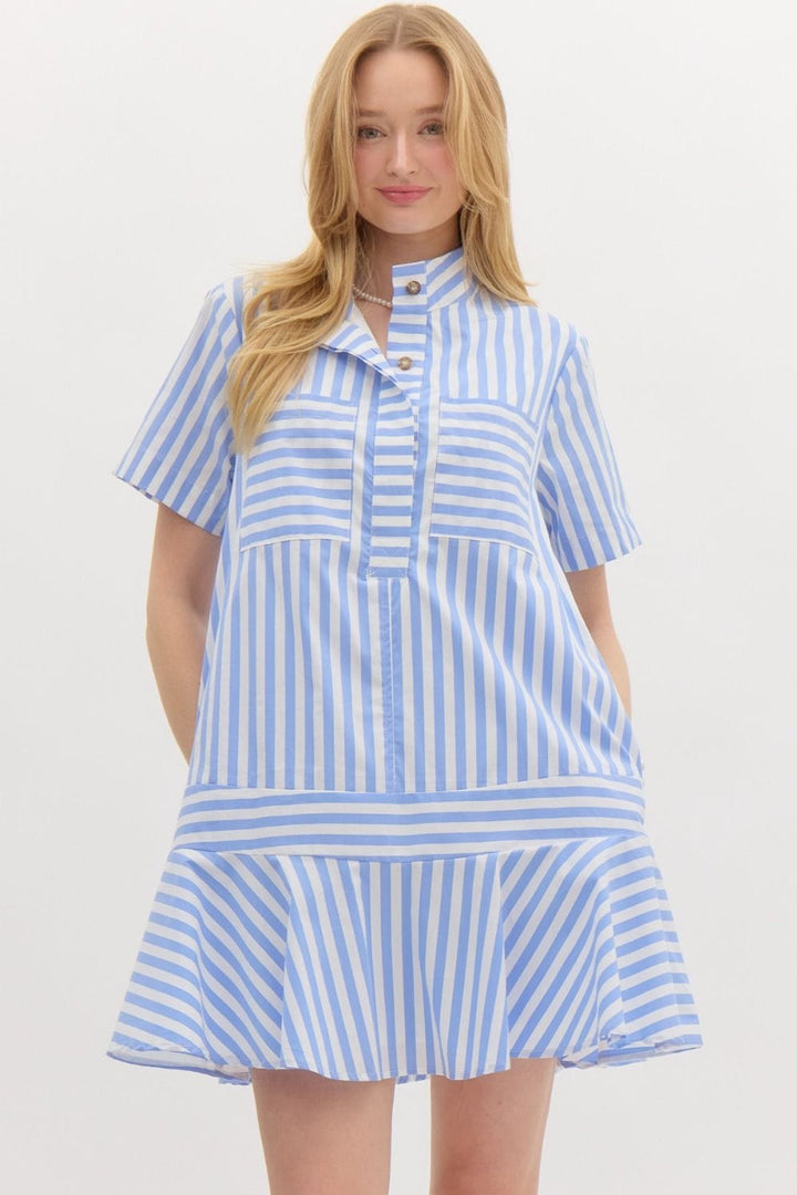 Entro Dress Light Blue / S Avery Striped Dress