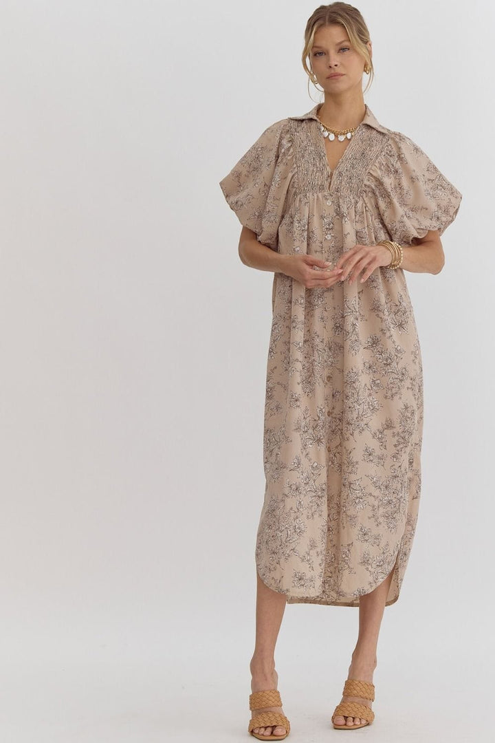 Entro Dress Mocha / S Abby Floral Dress