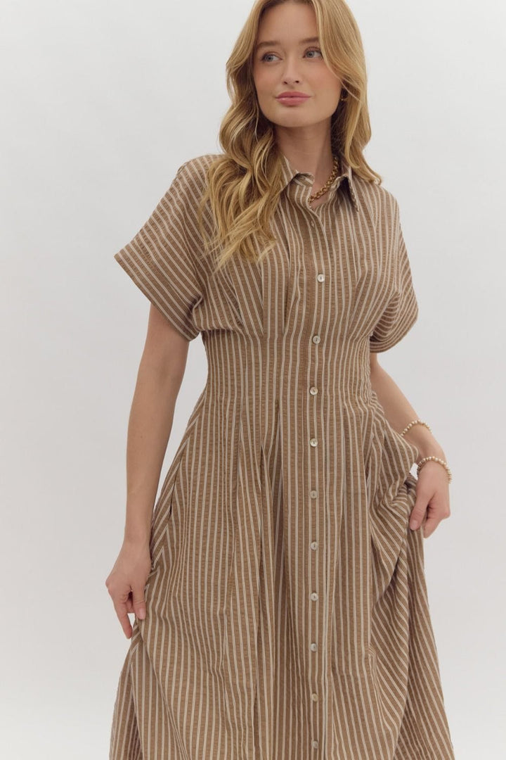 Entro Dress Mocha / S Layla Stripe Dress