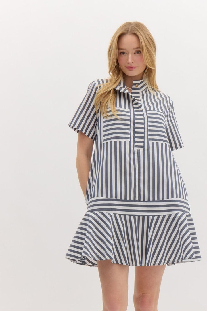 Entro Dress Navy / S Avery Striped Dress