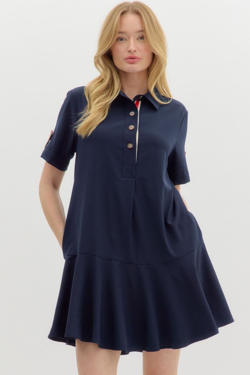 Entro Dress Navy / S Julia Collar Dress
