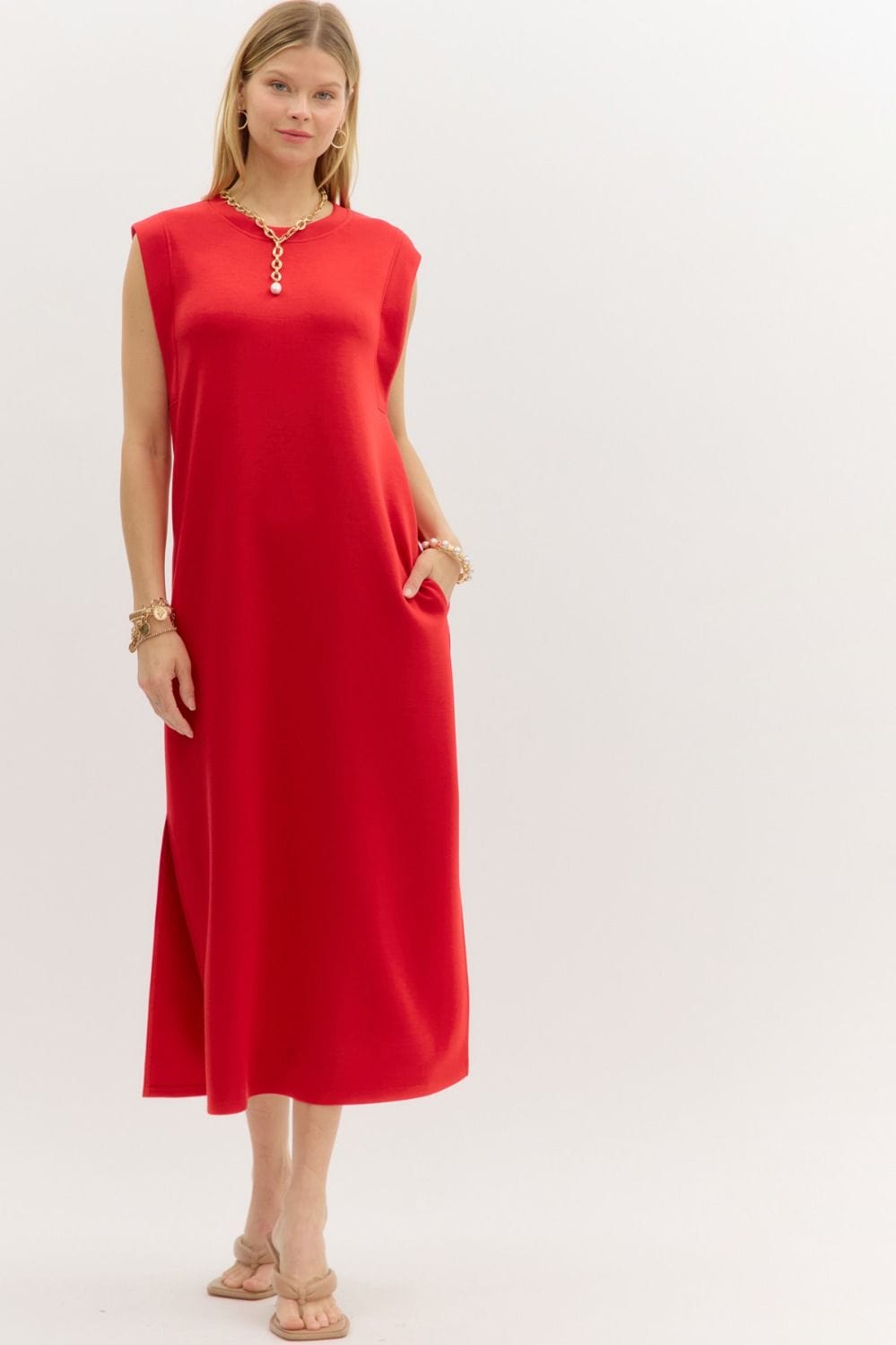 Entro Dress Red / S Stella Jersey Knit Dress