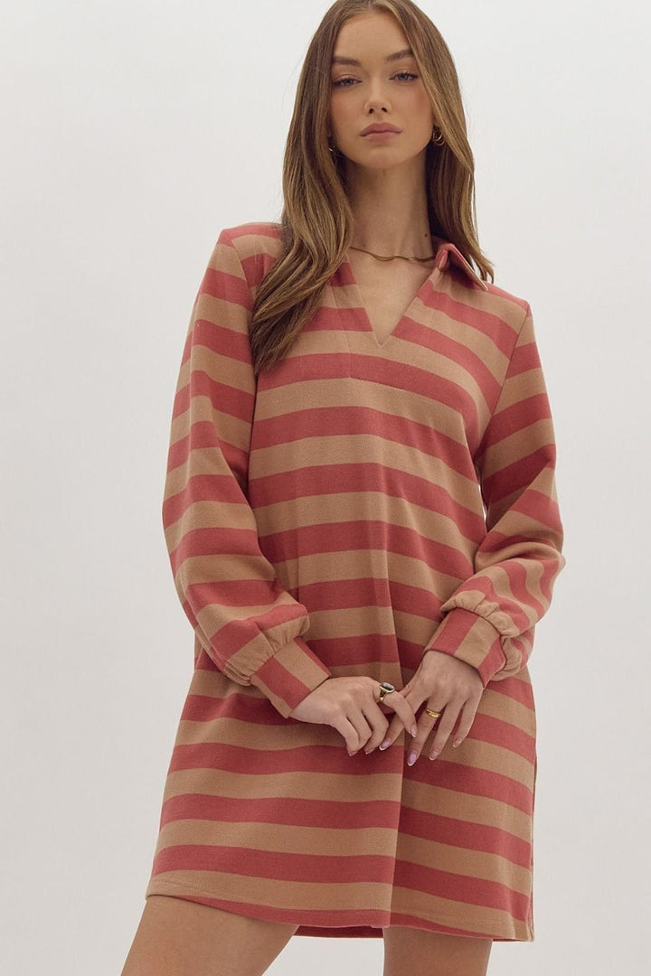 Entro Dress Rust / S Jenny Stripe Dress