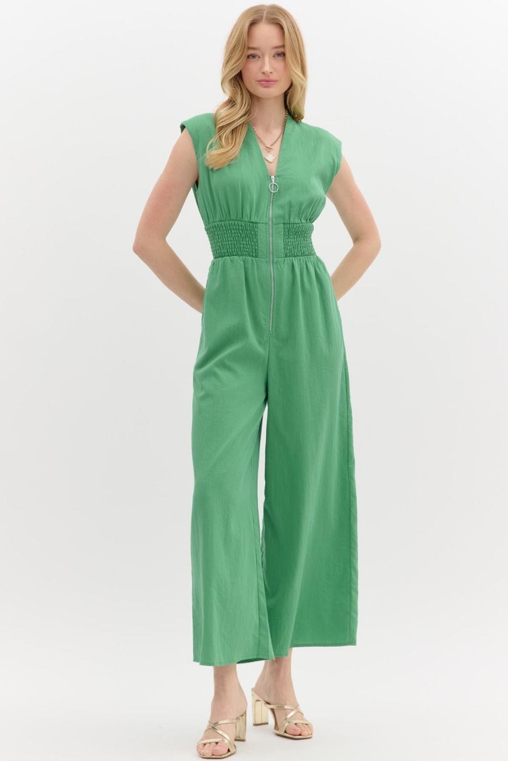 Entro Jumpsuit Green / S Eleanor Wide Leg Jumpsuit