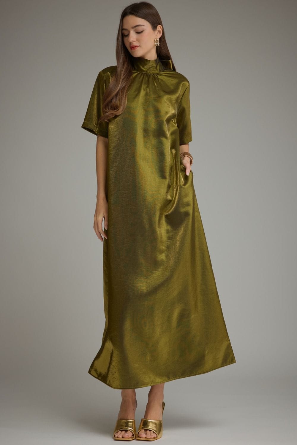 Entro Maxi Dress Olive / S Andie Satin Maxi Dress