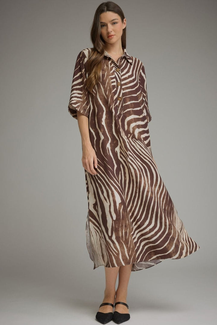 Entro Midi Dress Brown / S Myra Zebra Midi Dress