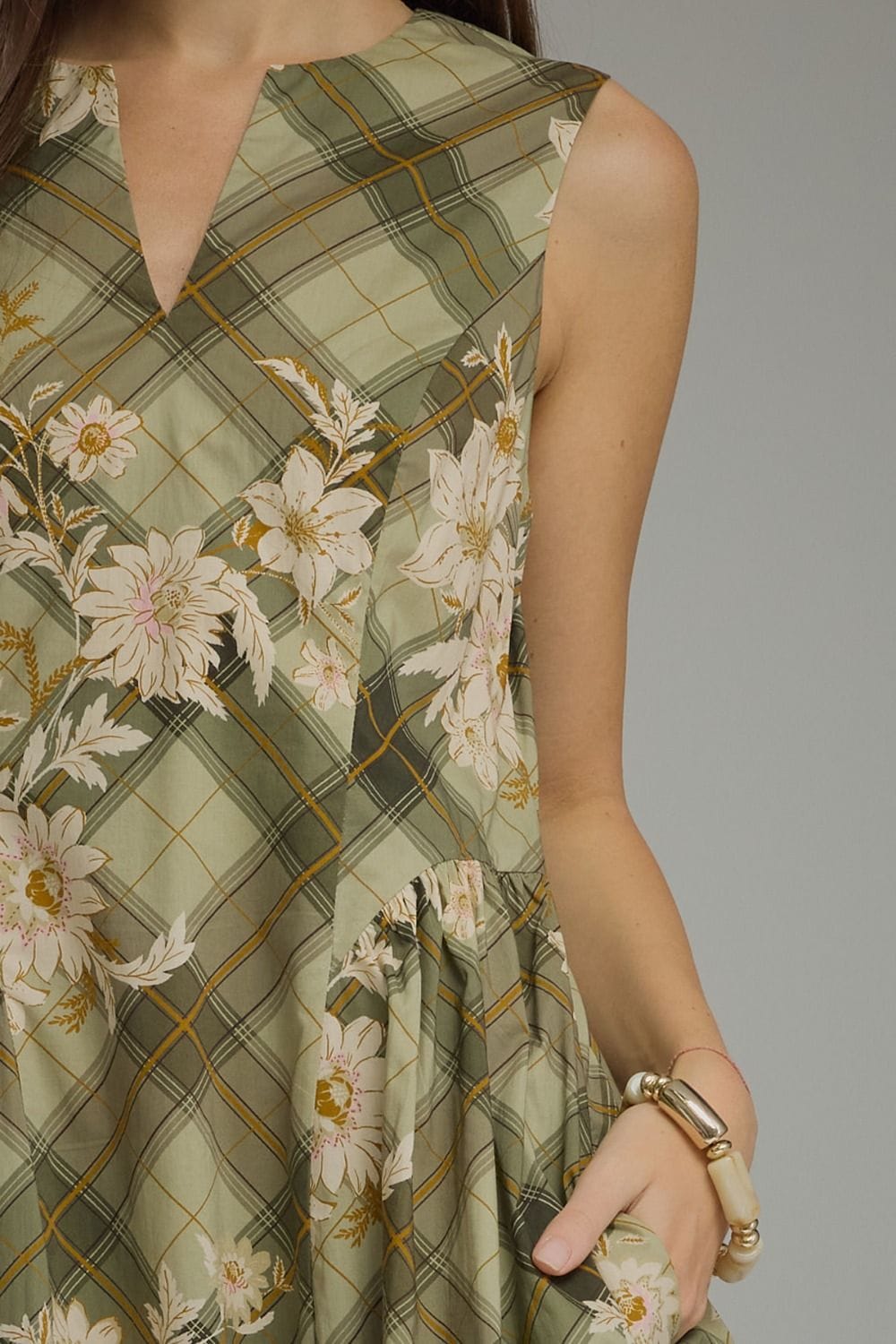 Entro Midi Dress Ella Floral Plaid Midi Dress