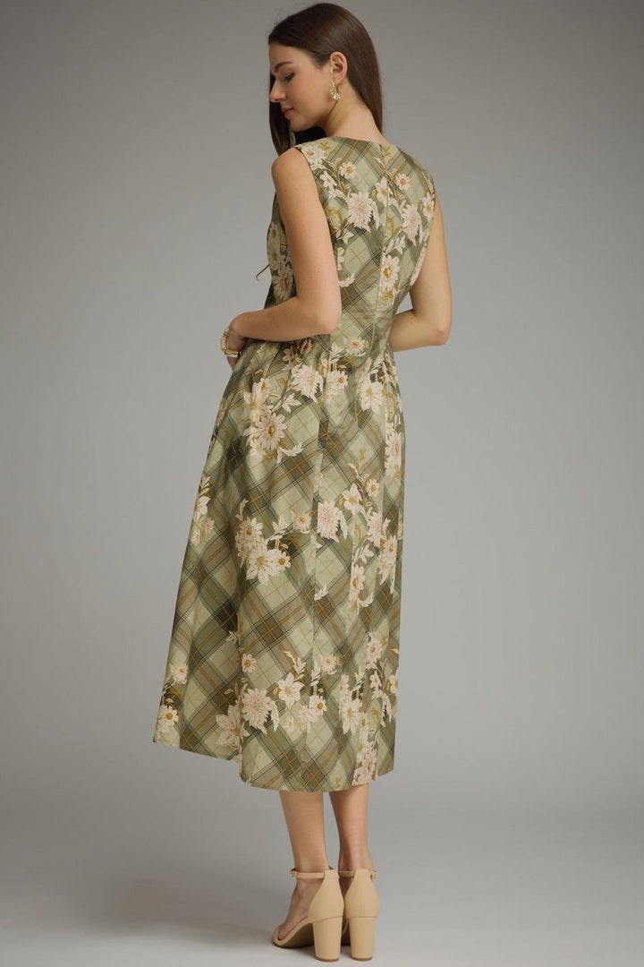 Entro Midi Dress Ella Floral Plaid Midi Dress