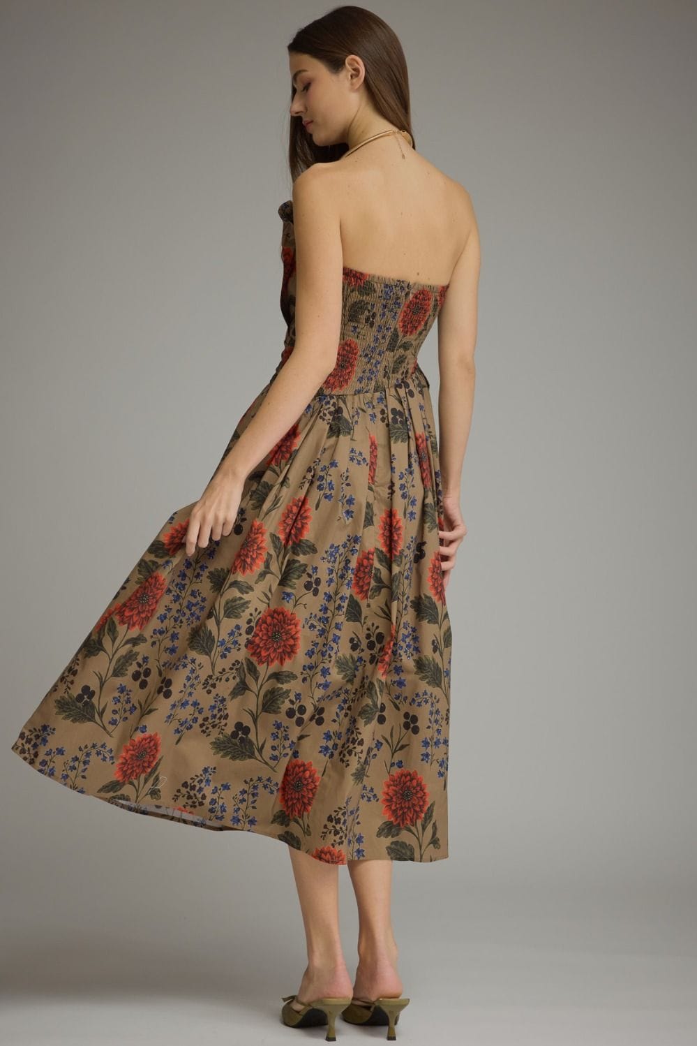 Entro Midi Dress Gianna Floral Strapless Dress