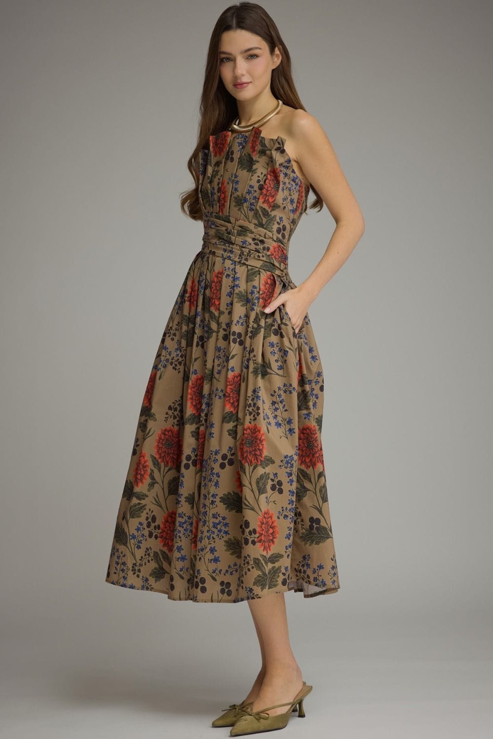 Entro Midi Dress Gianna Floral Strapless Dress