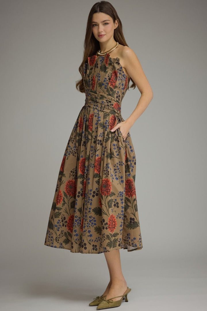 Entro Midi Dress Gianna Floral Strapless Dress