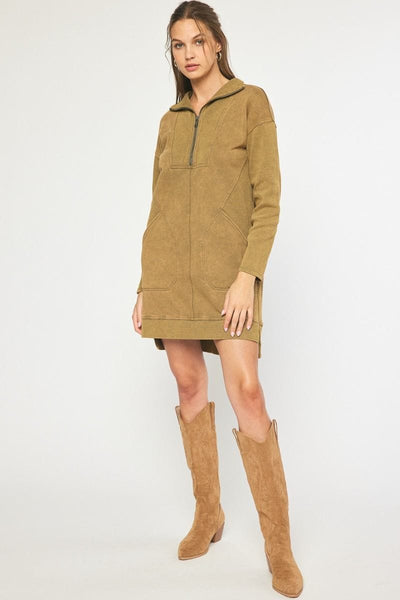Entro Olive Sweater Dress