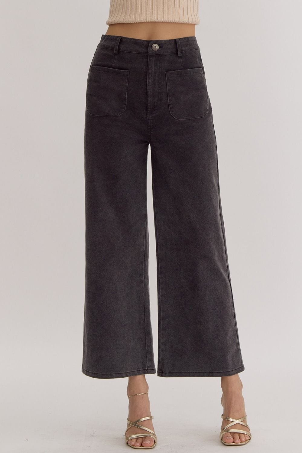 Entro Pants Black / S Kelsey High Waist Wide Leg Pants