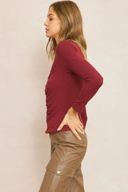 Entro Reese Ribbed Mock Neck Top