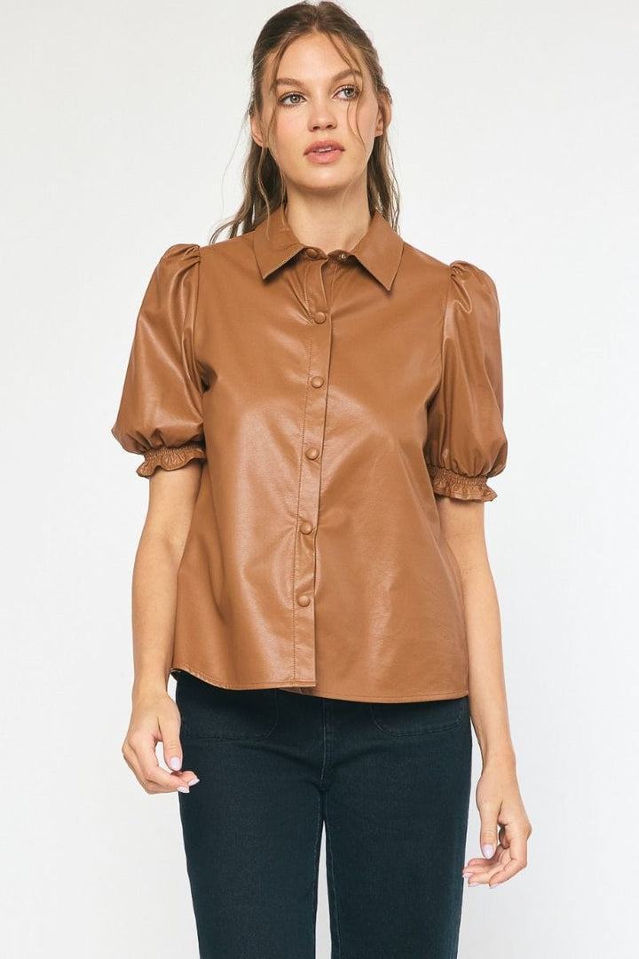 Entro Rowan Faux Leather Top