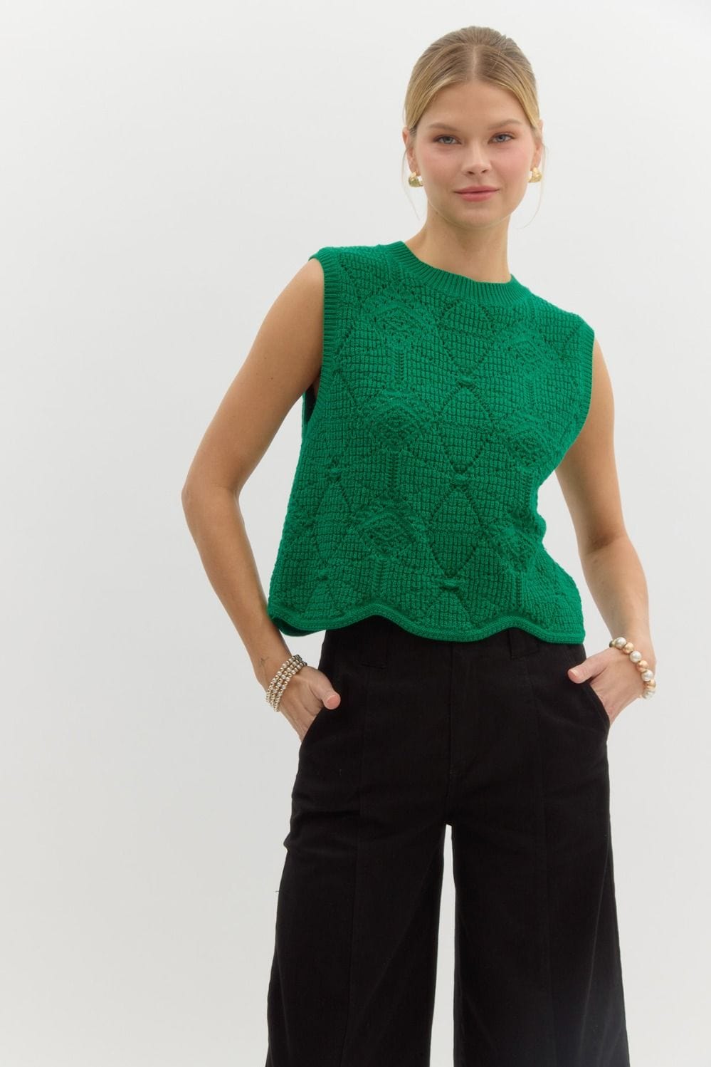 Entro Sweater Kelly Green / S Talia Sleeveless Sweater