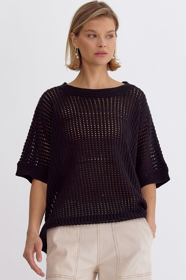 Entro Top Black / S Hayleigh Crochet Knit Top