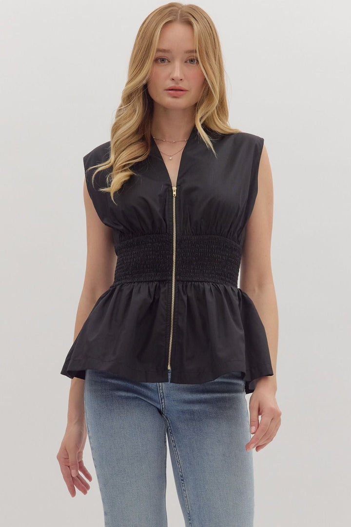 Entro Top Black / S Iris Zip Front Top