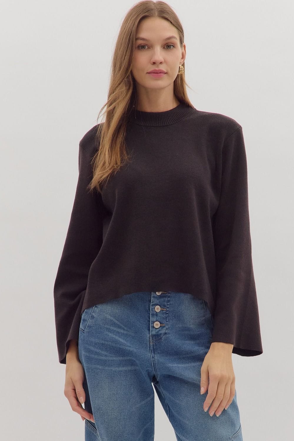 Entro Top Black / S Maya Mock Neck Top