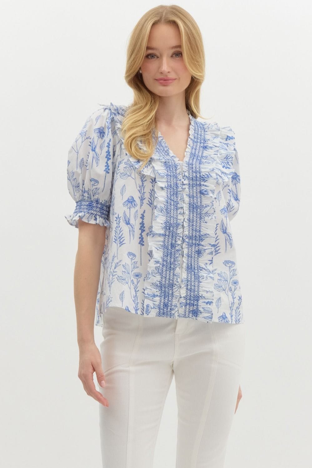 Entro Top Blue / S Callie Ruffle Top