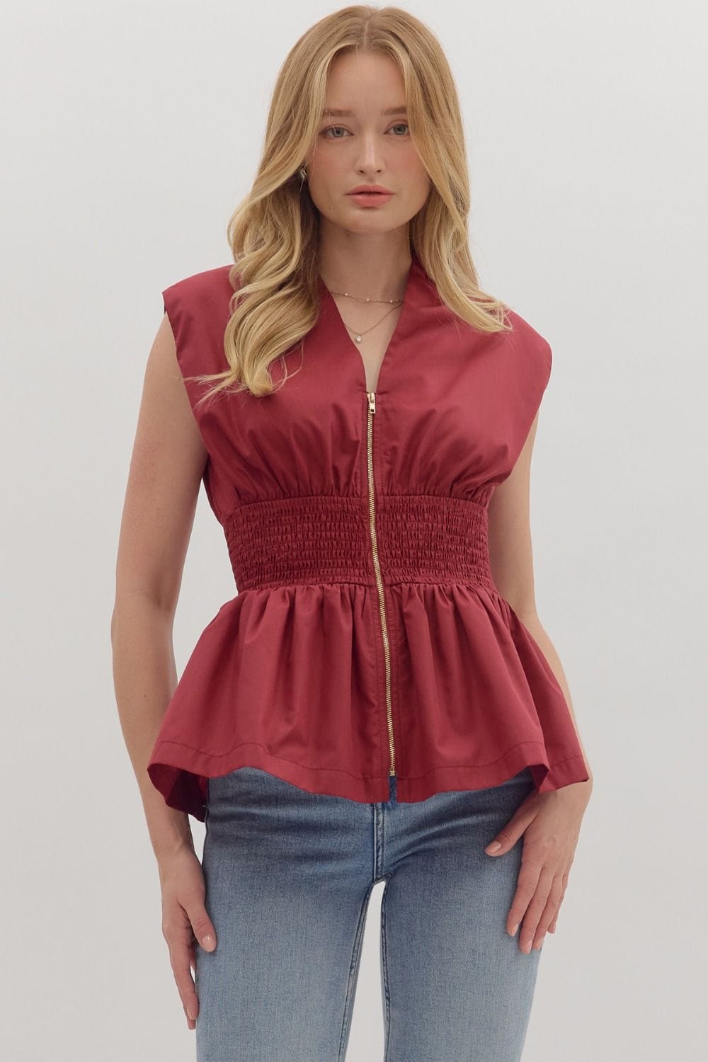 Entro Top Burgundy / S Iris Zip Front Top