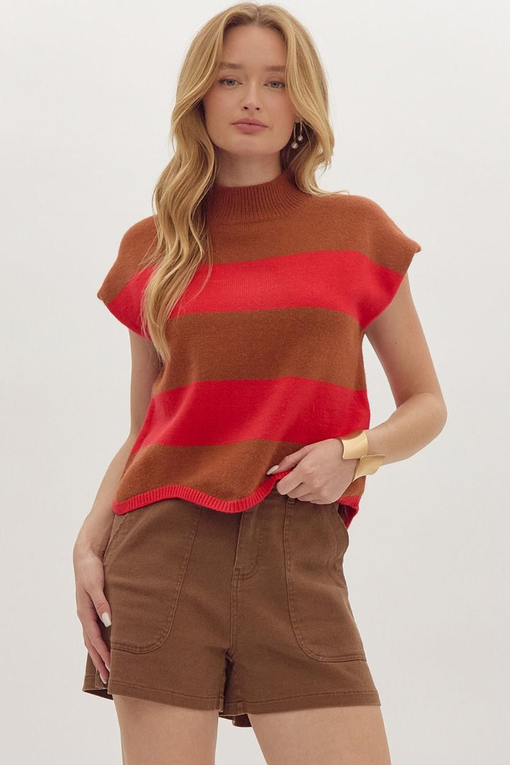 Entro Top Camel / S Averie Stripe Top