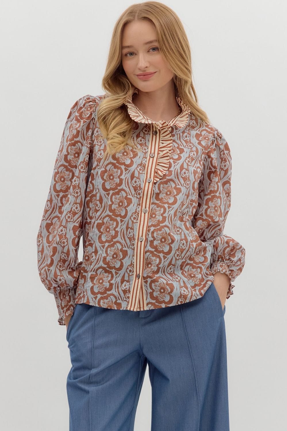 Entro Top Camel / S Blaire Floral Top