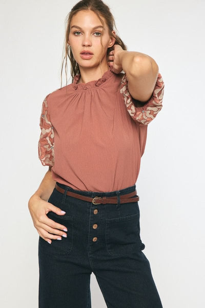 Entro Top Cinnamon / S August Puff Sleeve Top