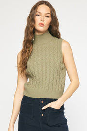 Entro Top Desert Sage / S Eva Cablekniot Sweater Vest