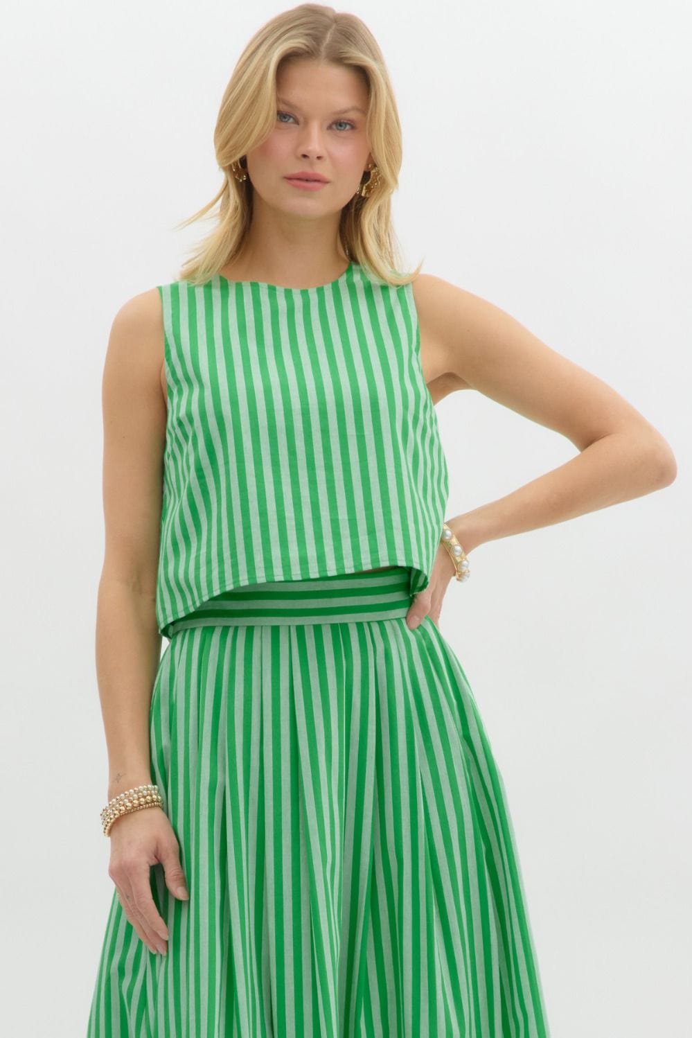 Entro Top Green / S Leslie Stripe Top
