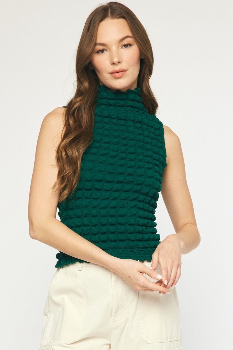 Entro Top Hunter Green / S Rose Textured Top