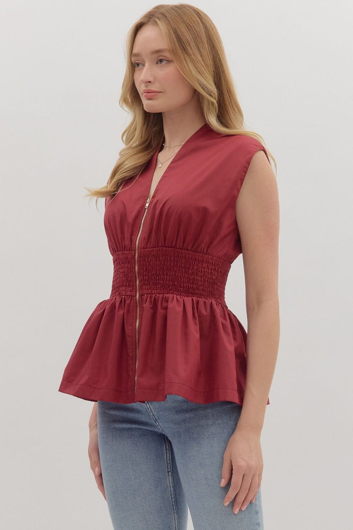 Entro Top Iris Zip Front Top