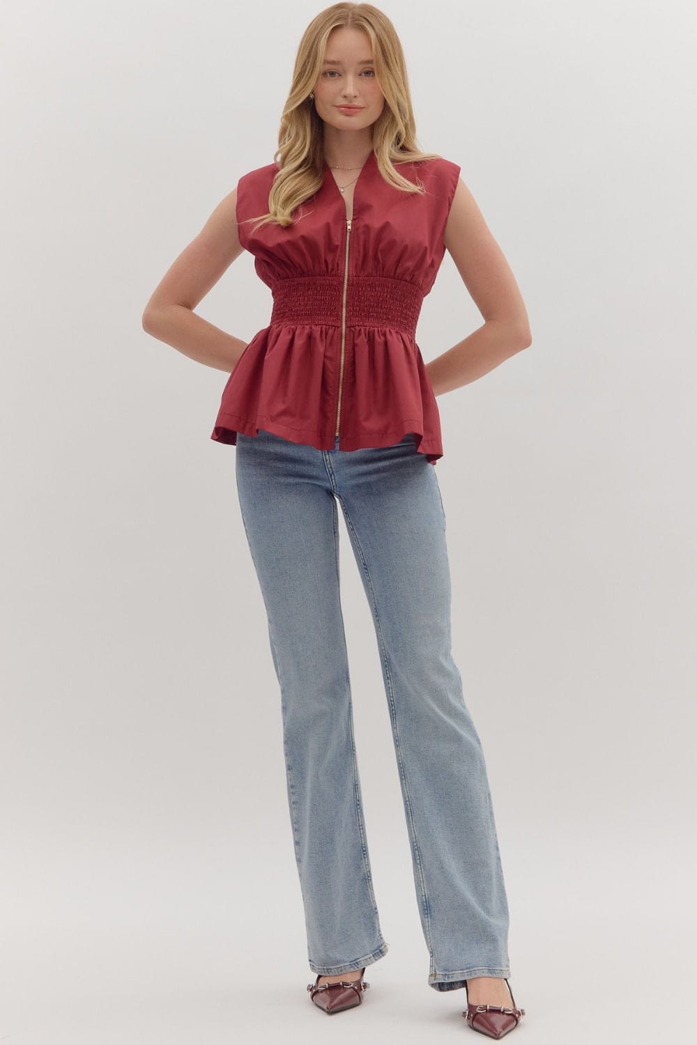 Entro Top Iris Zip Front Top