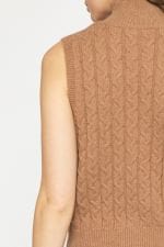 Entro Top Lalita Cableknit Turtleneck Cropped Sweater