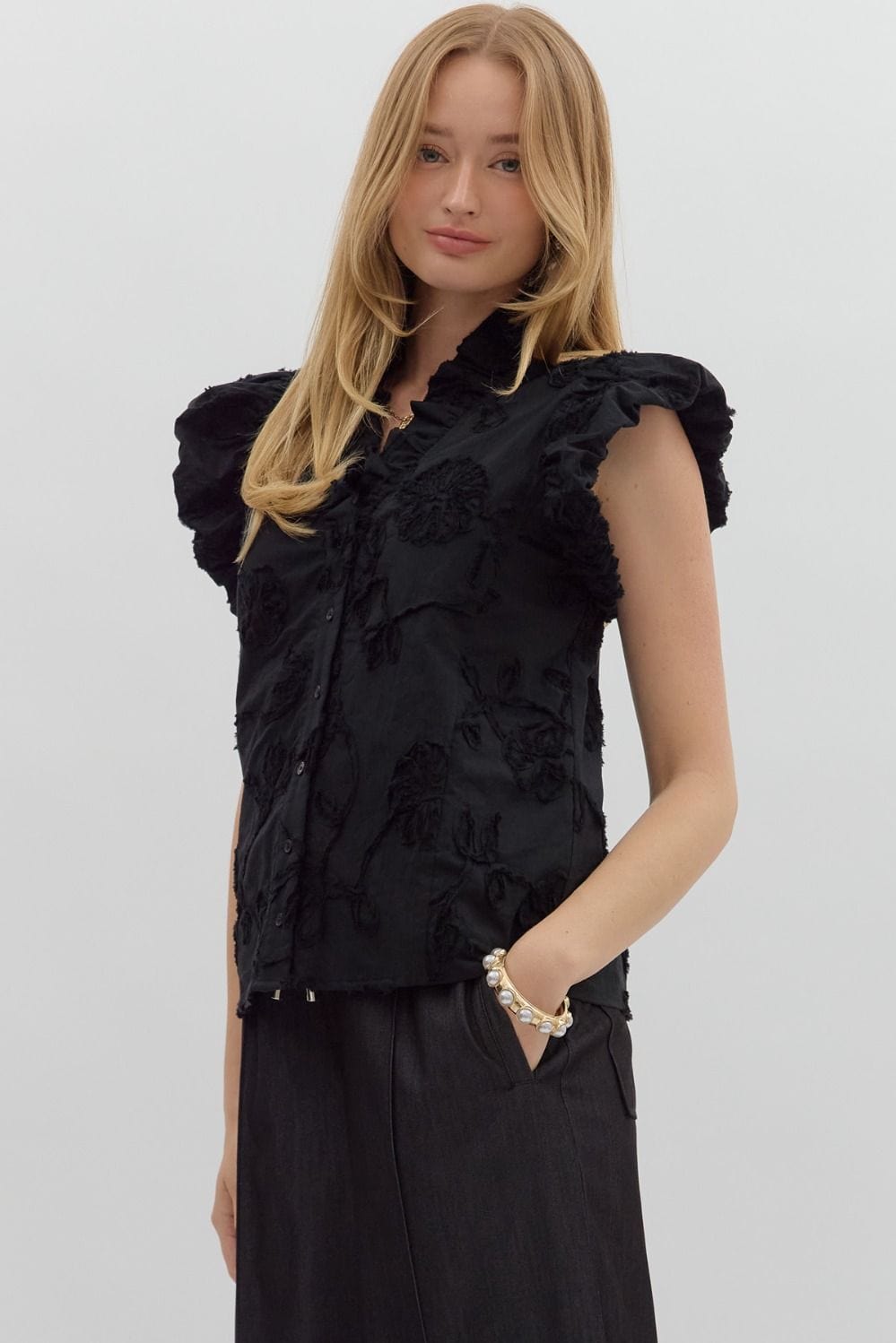 Entro Top Lexi Floral Ruffle Top