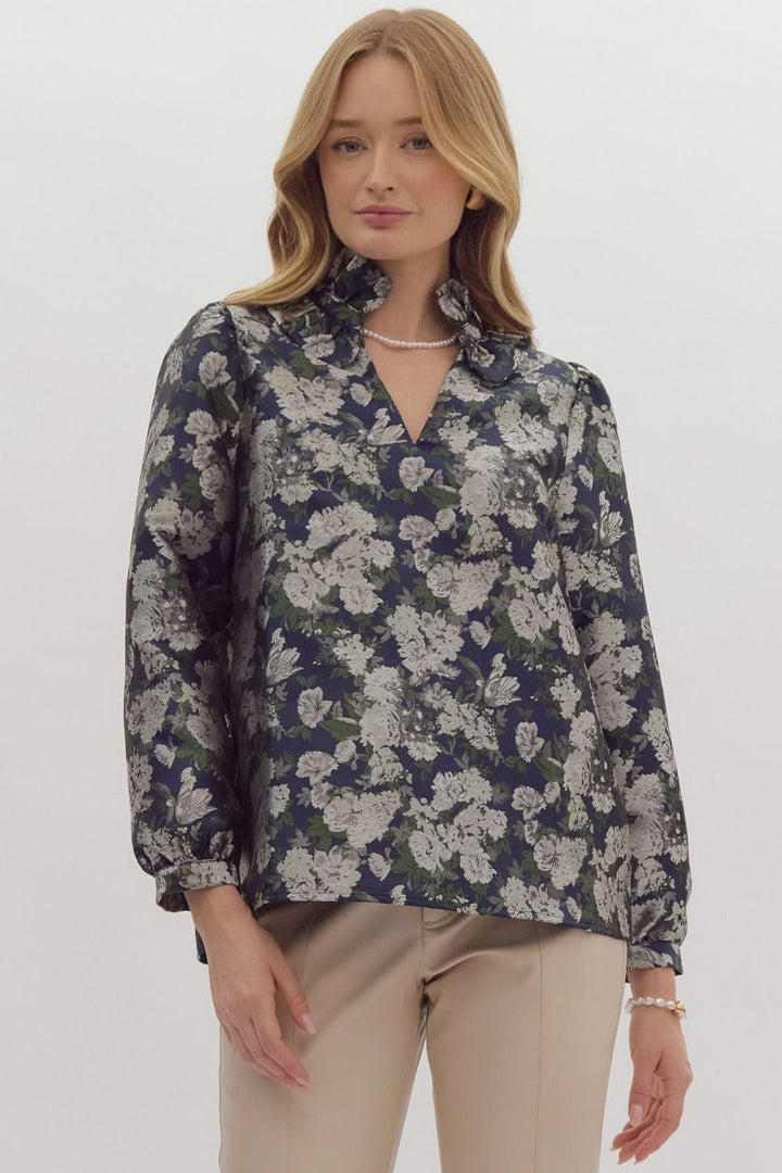 Entro Top Navy / S Skyler Floral Top