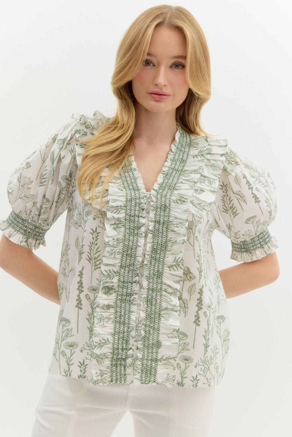 Entro Top Olive / S Callie Ruffle Top