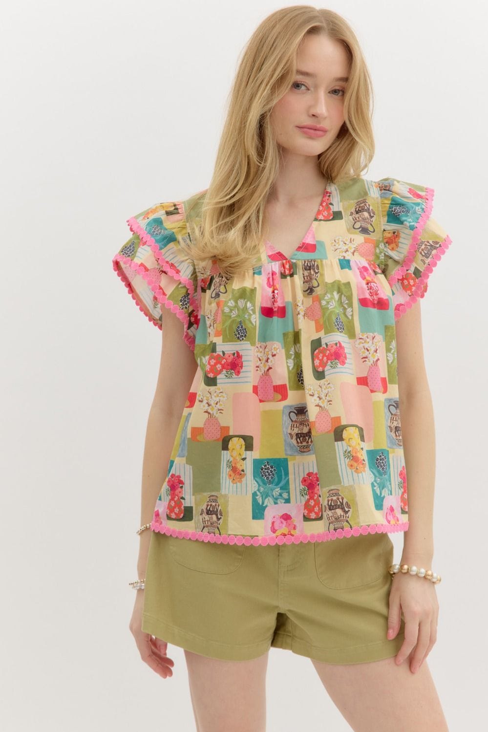 Entro Top Pink Multi / S Felicite Abstract Top