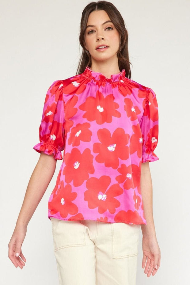 Entro Top Pink Red / S Finley Floral Top