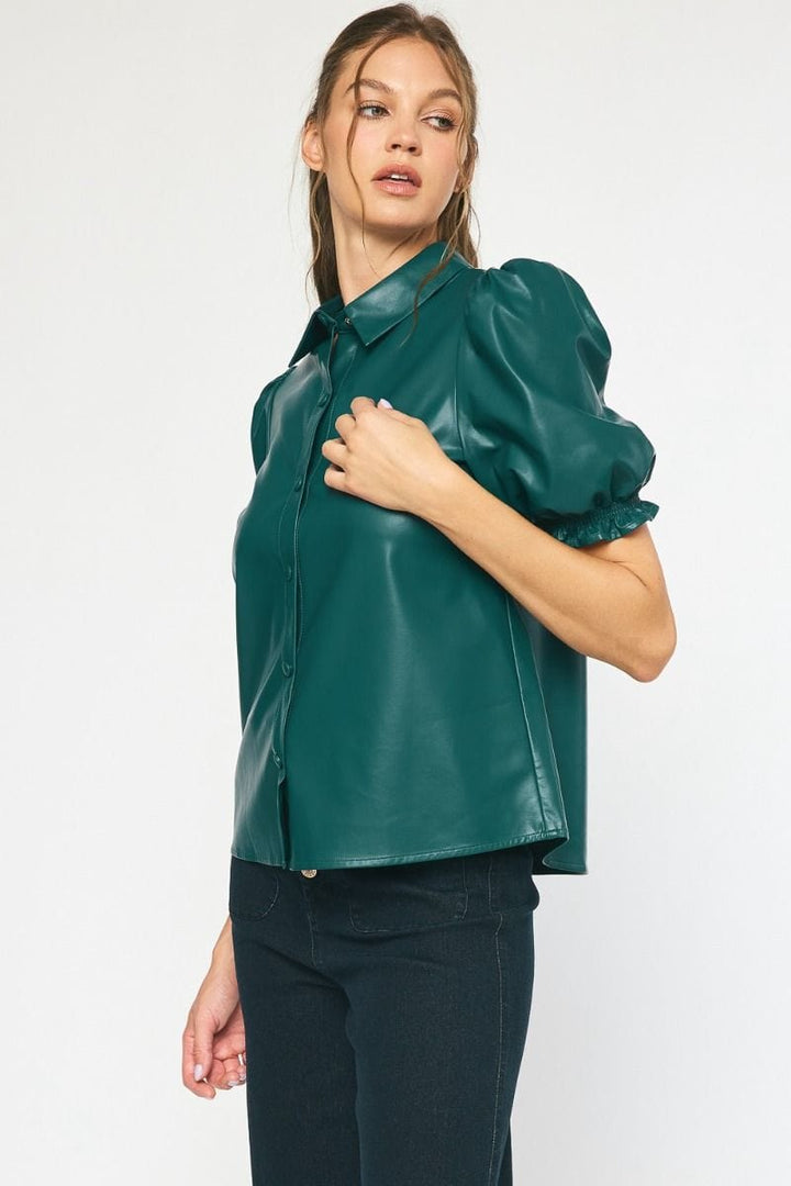 Entro Top Rowan Faux Leather Top