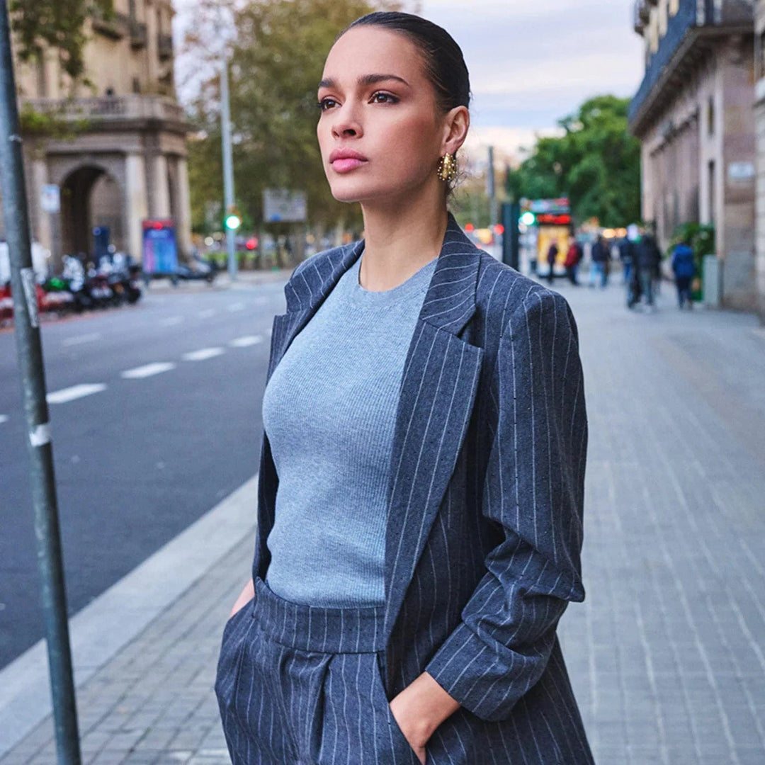 Esqualo Blazer Janel Pinstripe w/ Studs Blazer