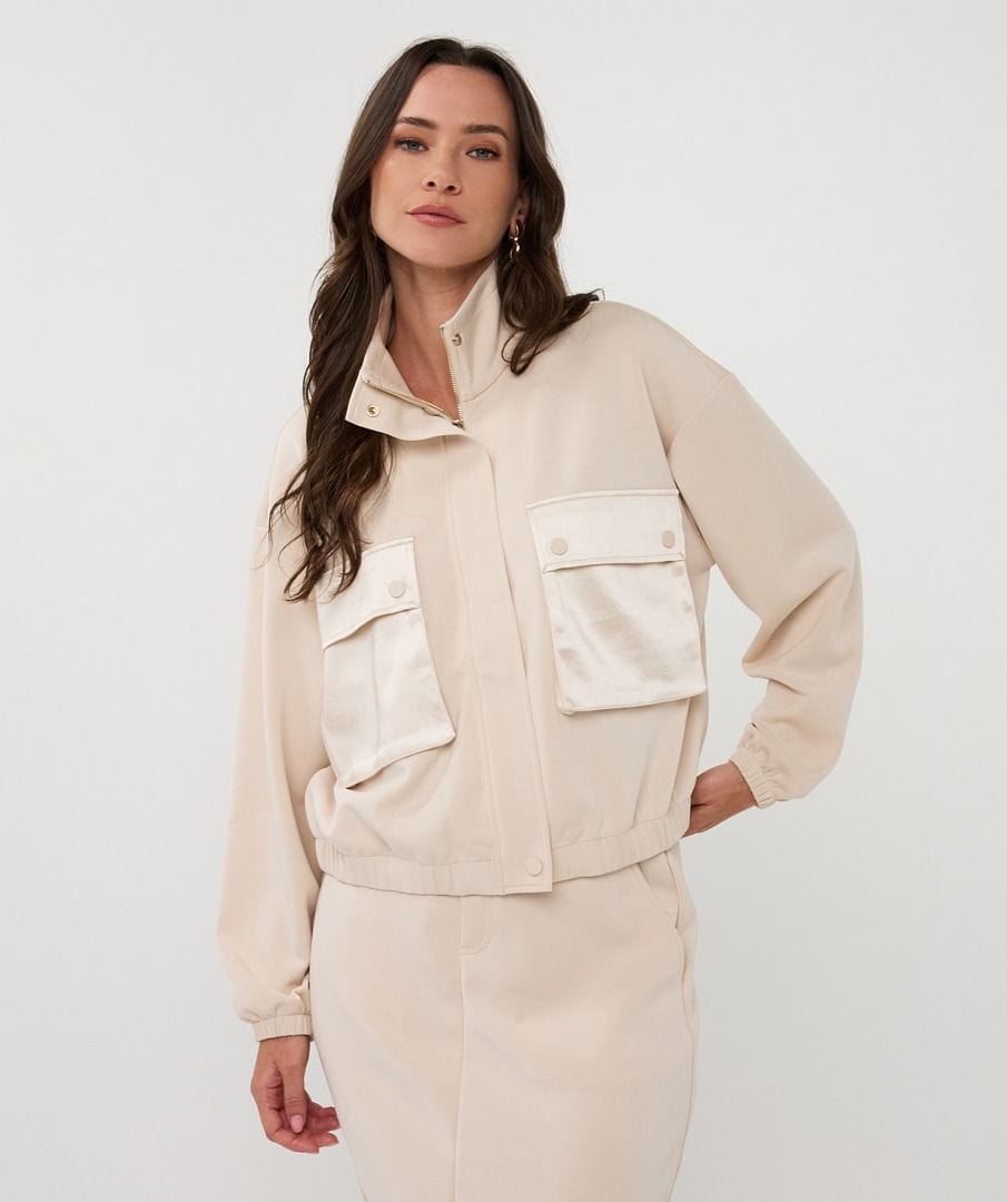 Esqualo Bomber Jacket Natural / XS Carina Cardigan Modal Bomber