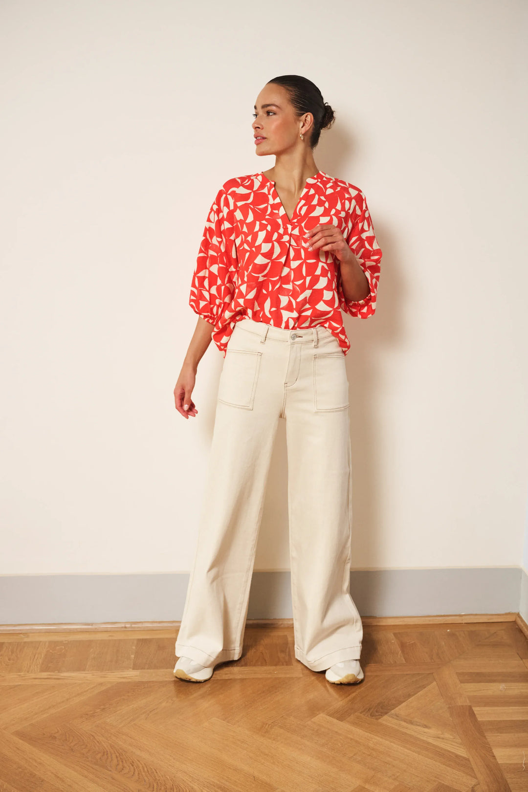 Broek Twill Pants - Teal Poppy