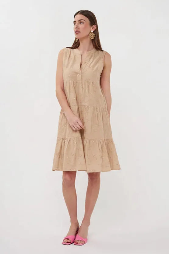 Esqualo Dress Sand / 4 Kinsley Sequin Dress