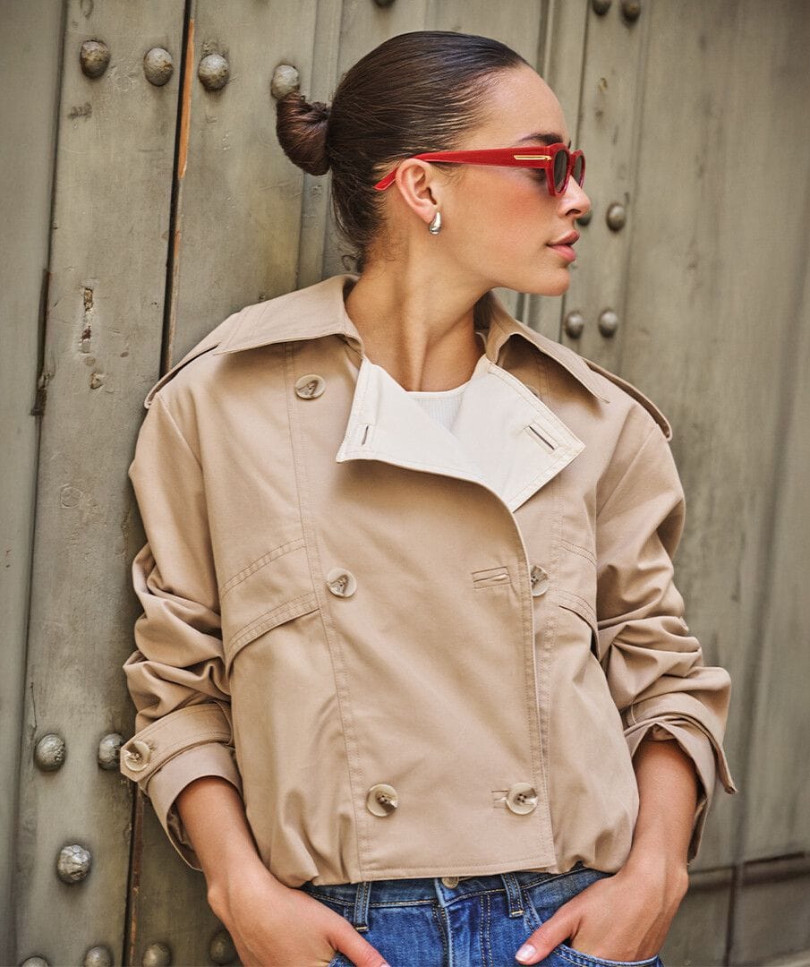 Esqualo Jacket Stone / XS/S Belle Short Trench Coat