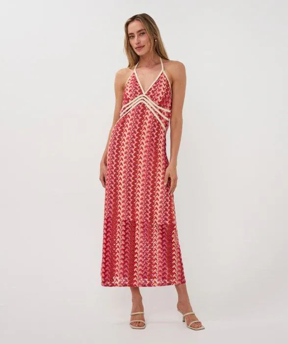 Esqualo Maxi Dress Red Multi / XS Lydia Crochet Maxi Dress