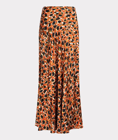 Esqualo Orange / 4 Lana Long Leopard Skirt