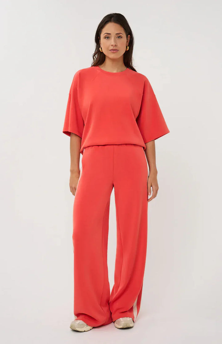 Broek Wide Stripe Modal Pants - Teal Poppy